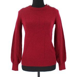 J. Crew Burgundy Gem Embellished Button Shoulder Sweater Puff Sleeve XXS 2XS NEW